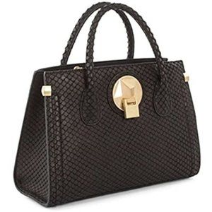 Celine Dion Octave Leather Satchel Black Snake